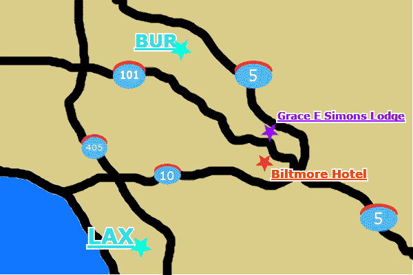A map of LA with key locations shown